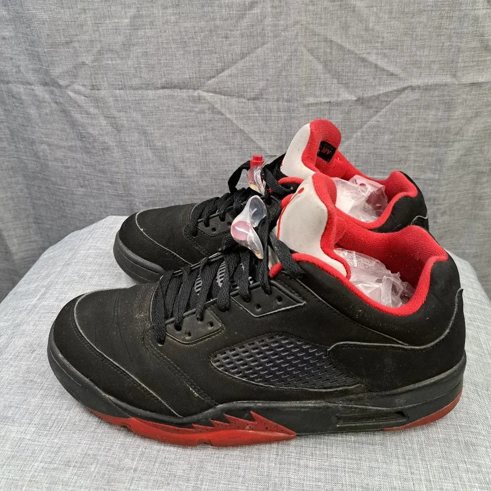 ! Nike Jordan 5 Retro Low Alternate 90 2016 819171-001 Black Red Size 10.5 - Picture 2 of 14